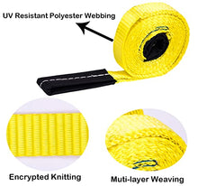 Load image into Gallery viewer, 2 Pack Lifting Slings Straps 8 Foot by 1 inch 1333 lbs Capacity Heavy Duty Lifting Stitching Web Flat Eye to Eye Loop Ends for Rock Tree Saver Lifting Furniture Appliances Machine
