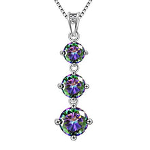 Load image into Gallery viewer, Aurora Tears Mystic Topaz Rainbow Necklace Women 925 Sterling Silver Three Stone Crystal Pendant Girls Gift Wedding/Anniversary Present DP0178M
