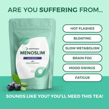 Load image into Gallery viewer, VoomVaya MenoSlim - Menopause Weight Supplement for Women, Herbal Tea with Rooibos, Cardamom, Black Cohosh, Licorice for Hot Flashes, Bloating, Night Sweat Relief - 30 Tea Bags - Acai Berry
