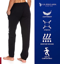 Load image into Gallery viewer, U.S. Polo Assn. Essentials Black Womens Sweatpants with Pockets - French Terry Jogger Sweats (Black, Medium)
