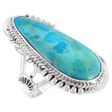 Load image into Gallery viewer, Turquoise Ring Sterling Silver 925 Genuine Gemstones Size 6 to 11 (Turquoise) (6)
