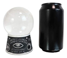 Load image into Gallery viewer, Ebros Wicca Sacred Moon Ouija Spirit Trance Board Evil Eye Pedestal Figurine with Blue and White LED Scrying Glass Gazing Ball Orb Fused with Scroll Lace Planchette Symbol
