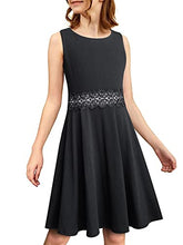 Load image into Gallery viewer, Kilottor Girls' Embroidery Lace Casual Sleeveless A-Line Flare Party Dress 9 Years 10Years KC110 (Black, 9-10Y)
