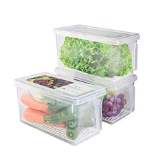 Load image into Gallery viewer, Produce Saver Refrigerator Organizer Bins - 4.5L x 3 SILIVO FreshWorks Stackable Fridge Storage Containers with Removable Drain Tray for Produce, Fruits, Vegetables, Meat and Fish

