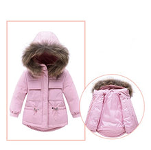 Load image into Gallery viewer, Infant and Toddler Baby Boys/Girls Snowsuit Winter Baby Clothing Set Duck Down Hooded Jacket +Bib Pants 2 Pieces Set (2-3Years, Pink)
