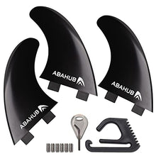 Load image into Gallery viewer, Abahub Tri FCS Fins Set, G5 Surfboard Fin, 3 Thruster Fins for Surf Boards, Surfing Longboard, Shortboard, Fiberglass Reinforced, Comes with Screws, Wax Comb and Key
