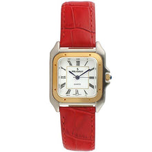 Load image into Gallery viewer, Peugeot Women Two-Tone Tank Shape Dress Watch with Designer Leather Wrist Band, Red
