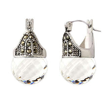 Load image into Gallery viewer, Linda Schnoll Hematite and Ball Hinged Pierced Earrings - Swarovski Crystal Faceted
