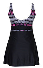 Load image into Gallery viewer, DANIFY Women's Plus Size Swimsuits Slimming Tummy Control Swimdress Retro Skirt Swimming Suit Modest Swim Dress Black
