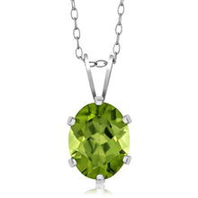Load image into Gallery viewer, Gem Stone King 925 Sterling Silver Green Peridot Pendant Necklace (2.00 Cttw, Oval 9X7MM, With 18 Inch Silver Chain)
