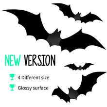Load image into Gallery viewer, Halloween Party Indoor Outdoor Decor Supplies, 56 PCS Reusable PVC 3D Decorative Scary Bats Wall Sticker Comes with Double Sided Foam Tape
