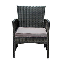 Load image into Gallery viewer, IDS Home 4 Piece Brown Pattio Furniture Wicker Conversation Set, Loveseat &amp; 2 Cushion Chairs, Glass Coffee Table for Garden Lawn Poolside Backyard
