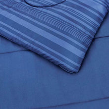 Load image into Gallery viewer, AmazonBasics 5-Piece Light-Weight Microfiber Bed-In-A-Bag Comforter Bedding Set - Twin or Twin XL, Blue Calvin Stripe
