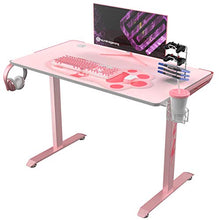 Load image into Gallery viewer, EUREKA ERGONOMIC I1-S Pink Gaming Desk, 43.3" Small Home Office PC Gaming Computer Desk, T-Shaped Writing Study Tables Popular Gift for Girlfriend Female E-Sports Lover
