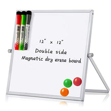 Load image into Gallery viewer, MerLerner 12” x 12” Small Magnetic Dry Erase White Board Mini Portable Dual-Sided Desktop Whiteboard Easel 360°Rotation for Office,Home,School
