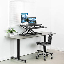 Load image into Gallery viewer, VIVO Black Height Adjustable 32 inch Standing Desk Converter, Sit Stand Dual Monitor and Laptop Riser Workstation (DESK-V000K)
