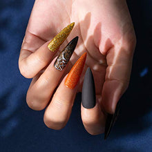 Load image into Gallery viewer, Beetles Pumkin Orange Gel Nail Polish Set, 6 Pcs White Glitter Gel Polish Kit Candy Corn Halloween Nail Polish Gel Kit Art Design, Soak Off LED Gel Nail Lamp Cured, 7.3ml Each Bottle
