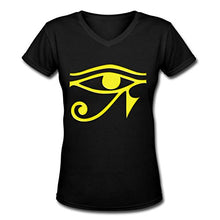 Load image into Gallery viewer, Pamela Warfield Apparel Women's V-Neck T-Shirt Casual Egyptian Ibis Eye of Horus Short Sleeve Tees Shirts Black XL
