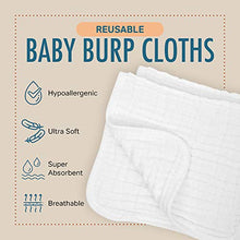 Load image into Gallery viewer, AllSett Baby 8 Pack Muslin Burp Cloths Large 20" by 10" 100% Cotton, Hand Wash Cloth 6 Layers Extra Absorbent and Soft
