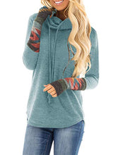 Load image into Gallery viewer, Minclouse Women's Cowl Neck Long Sleeves Tunic Tops Aztec Printed Casual Sweatshirts Cute Patchwork Blouse Pullover

