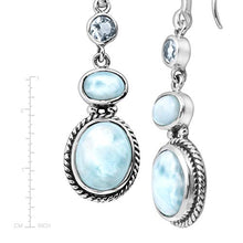 Load image into Gallery viewer, Silpada 'Blue Blazes' Natural Larimar &amp; Blue Topaz Drop Earrings in Sterling Silver
