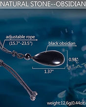 Load image into Gallery viewer, Lightock Black Obsidian Necklace Pendant For Men Womens Natural Healing Stone Adjustable Rope
