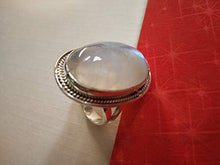 Load image into Gallery viewer, Moonstone Ring, 925 Sterling Silver ring, June Birthstone, Large Stone Ring, Mediation Ring, Engagement Ring, Moonstone jewelry, Rainbow Moonstone Ring, Statement Ring, Engagement &amp; Anniversary Gifts
