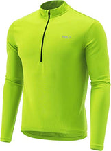 Load image into Gallery viewer, TSLA Men's Long Sleeve Bike Cycling Jersey, Quick Dry Breathable Reflective Biking Shirts with 3 Rear Pockets, Cycle Long Sleeve(mct21) - Neon Yellow, Large
