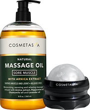Load image into Gallery viewer, Cosmetasa Massage Oil for Sore Muscles with Roller Ball - Soothes Joints &amp; Muscles with Arnica, Lavender Oil, Peppermint Oil &amp; Chamomile Extract
