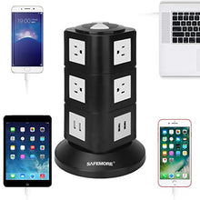 Load image into Gallery viewer, Power Strip Lanshion Surge Protector with Overload Protection with 6 Outlet and 3 USB,1250W 15A 125V, 6.5 Feet Extension Cord -Black

