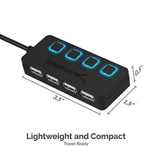 Load image into Gallery viewer, Sabrent 4-Port USB 2.0 Data Hub with Individual LED lit Power Switches [Charging NOT Supported] for Mac &amp; PC (HB-UMLS)
