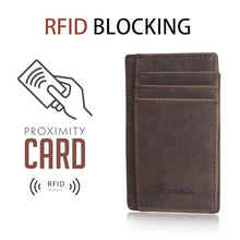 Load image into Gallery viewer, Travelambo Front Pocket Minimalist Leather Slim Wallet RFID Blocking Medium Size(02 CH Coffee

