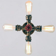 Load image into Gallery viewer, Wen long shop Wall lamp Industrial Vintage Rustic Steampunk Metal Water Pipe Retro Ceiling Pendant Light 4 Lights Edison Lamp Chandelier Hanging Light Fixture Copper Finish
