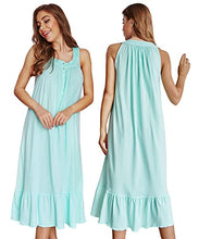 Load image into Gallery viewer, 100% Cotton Nightgowns for Women Soft Ladies Gowns Sleepwear Long Sleeveless Nightgown Green L
