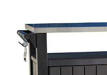 Load image into Gallery viewer, Keter Unity XL Portable Outdoor Table and Storage Cabinet with Hooks for Grill Accessories-Stainless Steel Top for Patio Kitchen Island or Bar Cart, Espresso Brown
