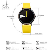 Load image into Gallery viewer, SHENGKE Minimalist Women Watch Ultra-Thin Leather Strap Fashion Quartz Ladies Watches Waterproof Yellow

