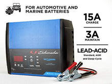 Load image into Gallery viewer, Schumacher SC1304 Fully Automatic Battery Charger Maintainer, and Auto Desulfator with Battery Detection - 15 Amp/3 Amp, 6V/12V - For Cars, Trucks, SUVs, Marine, RV Batteries
