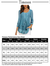 Load image into Gallery viewer, Timeson Tunic Tops To Wear With Leggings,3/4 Sleeve Tops for Women Loose Fitted Floral Women's Dressy Blouses Business Casual Tops for Women Spring Sheer Shirts Deep Cyan XX-Large
