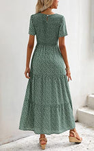 Load image into Gallery viewer, Zattcas Summer Dresses for Women Casual Smocked Beach Short Sleeve Maxi Dress Green M
