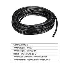 Load image into Gallery viewer, uxcell RVV Wire Cable Extension Cord Copper Wire Electric Conductor 3 Core 18 AWG 10M/32.8ft Length
