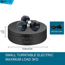 Load image into Gallery viewer, Apobob 6.6 LbS Motorized Rotating Display Stand, Display Turntable Stand Work with Battery/USB Power Supply, 360 Degree Electric Rotating Turntable for Photography Products, Shoes, Jewelry, 3D Models
