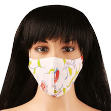Load image into Gallery viewer, Touchstone Floral design Small Size Face Masks Reusable Machine Washable Handcrafted Cotton Double Layer for women. (Pack of 3). Red White
