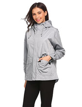 Load image into Gallery viewer, Unibelle Women's Waterproof Rain Jacket Outdoor Hooded Windbreaker Raincoat Grey Small
