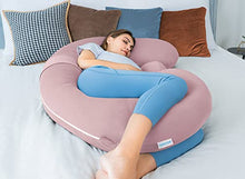 Load image into Gallery viewer, QUEEN ROSE Cooling Pregnancy Pillow - E Shaped Body Pillow for Sleeping Maternity Body Pillow with Detechable Wedge Pillow for Side Sleeping, Cooling Silky Cotton Cover,Pink

