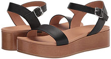 Load image into Gallery viewer, Amazon Essentials Women's Two Band Flatform Sandal Flat, Black PU, 8 B US
