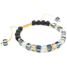 Load image into Gallery viewer, Crystal glass beads bracelet with 6mm lava essential oil diffuser rock, adjustable, for women, gemstone crystal stone bead woman bracelets, women's beaded, anxiety relief sparkly clear healing jewelry
