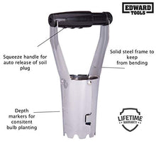 Load image into Gallery viewer, Edward Tools Bulb Planter - Bend Free Tool for Planting Bulbs - Automatic Soil Release for Digging/refilling Hole - Depth Marker for More consistent Planting Tulips, Daffodils, Dahlias
