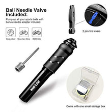 Load image into Gallery viewer, Bike Kit | Super Mini Bike Pumps,120 PSI High Pressure Bicycle Air Pump, Fits Presta and Schrader,Come with Glueless Puncture Repair Kit Includes Mount Kit (Black)
