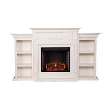 Load image into Gallery viewer, SEI Furniture Tennyson Electric Bookcases Fireplace, Ivory
