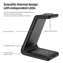Load image into Gallery viewer, Intoval Wireless Charging Station, 3 in 1 Charger for Apple iPhone/iWatch/Airpods,iPhone 13,12,11 (Pro, Pro Max)/XS/XR/XS/X/8(Plus),iWatch 7/6/SE/5/4/3/2,Airpods Pro/3gen (A3,Black)
